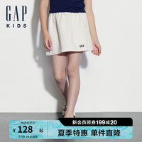 GAP女童2024夏季纯棉logo松紧腰半身裙百搭儿童装短裙568804 米色 120cm(6-7岁) 亚洲尺码