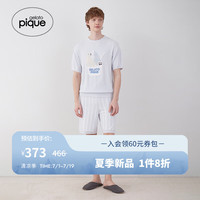 gelatopique24春夏新品男女同款睡裤条纹针织系带短裤PMNP242961 蓝色 M