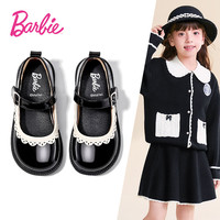 芭比童鞋春秋儿童皮鞋女童英伦风公主演出学院风黑皮鞋DA5825黑色32码 32码（内长20.3cm脚长19.8）