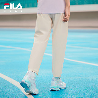 FILA【灵风裤】斐乐童装儿童裤子运动裤2024夏季小童男女童休闲梭织长 笔螺杏色-LK 150