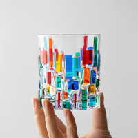 意大利ZECCHIN穆拉诺彩色玻璃威士忌马赛克酒杯色酒