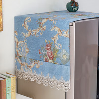 乐唯仕 欧式高端冰箱盖布防尘罩顶盖巾垫单双开门轻奢高档家用防晒可收纳 洛丽塔-蓝（织绣款） 65*170cm(双开门冰箱盖巾)