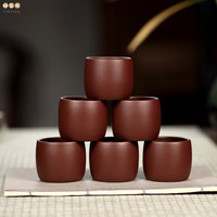 YINYIGE 吟艺阁 宜兴紫砂杯纯手工小茶杯原矿紫砂喝茶杯工功夫茶杯品茗杯 60ml 紫朱泥款 一套六只装