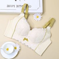 芬腾内衣女薄厚可选小胸聚拢调整型文胸显瘦无钢圈防下垂蕾丝胸罩套装 香槟色单件 36/80AB【厚杯】