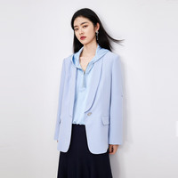 秋水伊人通勤小西装女春修身一粒扣百搭直身修身西服显瘦外套女 蓝色 M