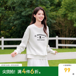 森马（Semir）卫衣女圆领落肩宽松衣服休闲潮流秋季字母刺绣套头衫女生显高 本白10101 155/80A/S