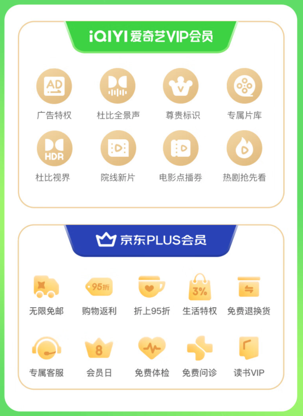 iQIYI 爱奇艺 黄金年卡+京东PLUS年卡