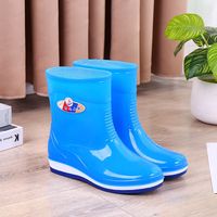 Dwayne 水鞋女平低成人中筒雨鞋女加绒短筒时尚夏水靴女滑雨靴女水鞋 玉蓝(无绒) 36