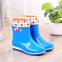 Dwayne 水鞋女平低成人中筒雨鞋女加绒短筒时尚夏水靴女滑雨靴女水鞋 玉蓝(加绒可拆) 39