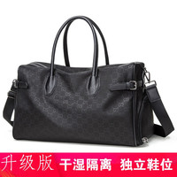 归蝶男士旅行包圆筒干湿分离包男训练运动手提袋单肩斜挎背包男 黑色(带鞋位)中号