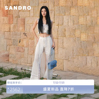 SANDRO2024夏季新款女装法式度假风镂空编织长款半身裙SFPJU01137 10/白色 34