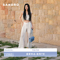 SANDRO2024夏季女装法式度假风镂空织长款半身裙SFPJU01137 10/白色 34