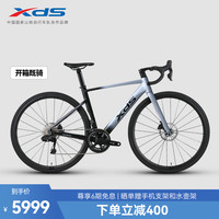 喜德盛公路自行车AD500电子变速 桶轴24速碳纤前叉成人车 鸽子灰黑 510
