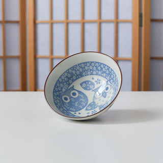 河合 日本高档陶瓷卡通米饭碗单个家用日式餐具轻奢可洗碗机 猫头鹰大号饭碗14.5×6.3cm