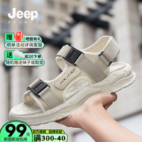JEEP SPIRIT吉普男士凉鞋男夏季夏季透气沙滩鞋防滑软底潮流运动休闲男鞋 沙色(软底) 5119606390 42