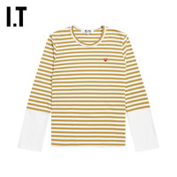 IT CDG PLAY COMME des GARCONS川久保玲女装条纹T恤潮流拼接设计