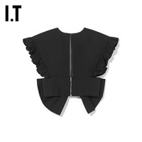 IT pushBUTTON女装飞袖短上衣摩登性感蝴蝶结饰外搭0218PWXL