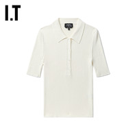 IT A.P.C.女装罗纹半袖针织衫时尚大气合身翻领薄毛衣23216XL