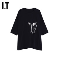 IT Y's女装宽松短袖上衣休闲时尚logo图案装饰半袖内搭02670X