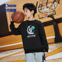 乔丹QIAODAN童装男童卫衣春秋款儿童套头衫2024大童秋装运动上衣 黑色 130cm