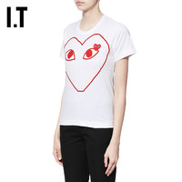 IT CDG PLAY COMME des GARCONS川久保玲女装短袖T恤爱心印花缝饰