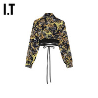 IT VERSACE JEANS COUTURE女装长袖衬衫满印绑带上衣215ENSAK