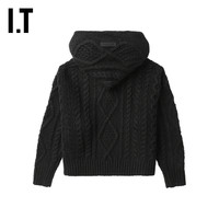 IT ESSENTIALS童装纯色连帽针织衫时尚复古绞花毛衣232340ML