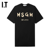 IT MSGM女装短袖连衣裙青春休闲logo印花宽松T恤裙A51002AM