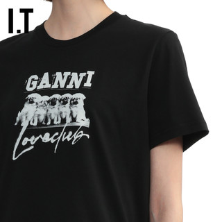 IT GANNI女装圆领短袖T恤时尚趣味小狗图案logo印花T39240XN