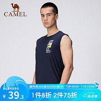 骆驼（CAMEL）男士运动背心春夏透气快干轻盈舒适休闲背心 J0S20O6103，藏蓝 M