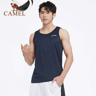 骆驼（CAMEL）男士运动背心春夏透气快干轻盈舒适休闲背心 J1S29O3112，极地白 M