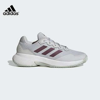 adidas 阿迪达斯 网球鞋女款澳温网比赛运动羽毛球鞋IE0841 浅灰 36.5