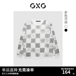 GXG22年秋季拼色印花休闲圆领套头长袖卫衣男【衣多穿】 白色 185/XXL