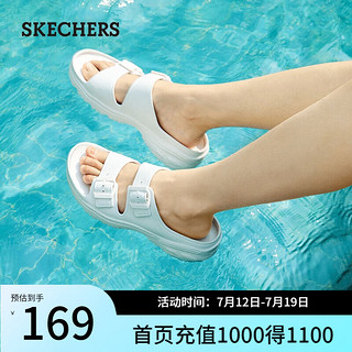 斯凯奇（Skechers）泡泡鞋夏季休闲沙滩鞋凉鞋女鞋厚底舒适软底运动拖鞋女111246 白色/WHT 37