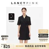 朗姿【意大利设计】黑色职业轻商务西服西装连衣裙子女夏新款 黑色