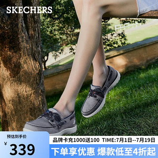 斯凯奇（SKECHERS）女一脚蹬单鞋牛仔蓝色鞋丝带帆船鞋136471 海军蓝色553 37 