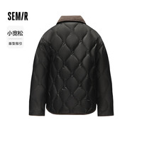 森马 Semir羽绒服女中长款轻薄拼接灯芯绒翻领2024冬季新款三防外套复古 绿色调00344 150/76A/XS