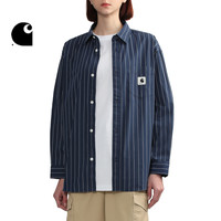Carhartt WIP衬衫女装春季经典LOGO标签口袋条纹长袖工装卡哈特