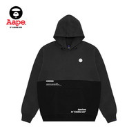 Aape男装春夏双色简约拼接字母印花宽松连帽卫衣3986XXK