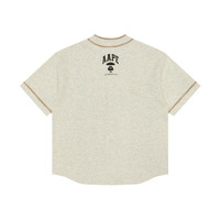 Aape春夏篮球猿颜徽章字母印花V领纽扣宽松潮流短袖T恤1473XAM