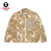 Aape男装秋冬绒面猿颜徽章字母印花保暖厚卫衣外套A316XXL