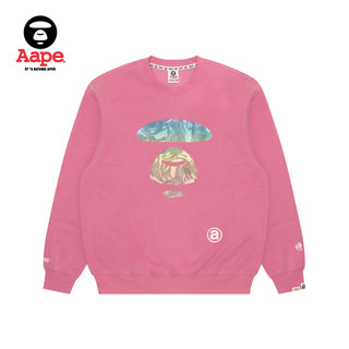 Aape男装秋冬猿颜彩虹迷彩印花宽松薄绒圆领卫衣A326XXL