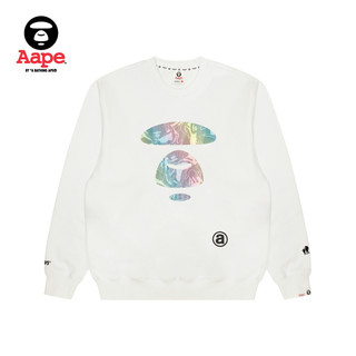 Aape男装秋冬猿颜彩虹迷彩印花宽松薄绒圆领卫衣A326XXL
