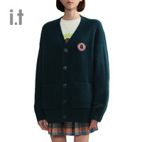 it fingercroxx女装纯色针织开衫休闲秋冬简约学院风00374XL