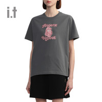 it fingercroxx女装短袖T恤2024夏季趣味时尚图案装饰00552XM