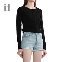 it KANGOL女装合身针织开衫2024夏季简约大方纯色薄外套KL02M