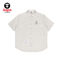 Aape男装春夏猿颜纯色简约山系刺绣条纹短袖衬衫8434XXK