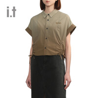 it izzue女装渐变色短袖衬衫2024夏季时尚靓丽短上衣8125U4M
