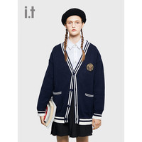 it :CHOCOOLATE女装针织开衫春秋季毛衣复古学院风薄外套 4612XFH