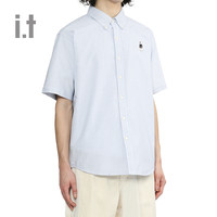 it :CHOCOOLATE男装细条纹短袖衬衫2024夏季清爽少年感8388AU